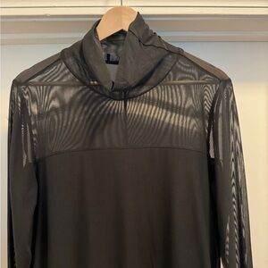 Black Mesh Long Sleeved Body Con Midi Dress from Eloquii